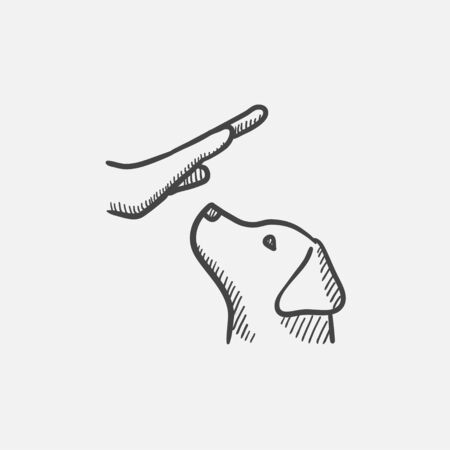Dog training sketch icon set for web, mobile and infographics. Hand drawn vector isolated icon.のイラスト素材