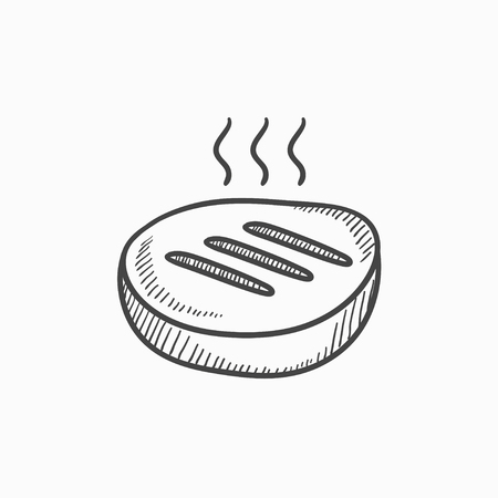 Grilled steak vector sketch icon isolated on background. Hand drawn Grilled steak icon. Grilled steak sketch icon for infographic, website or app.のイラスト素材