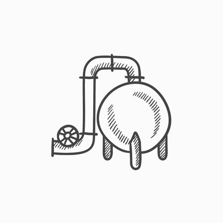 Factory vector sketch icon isolated on background. Hand drawn Factory icon. Factory sketch icon for infographic, website or app.のイラスト素材