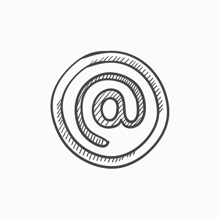 At sign vector sketch icon isolated on background. Hand drawn At sign icon. At sign sketch icon for infographic, website or app.のイラスト素材