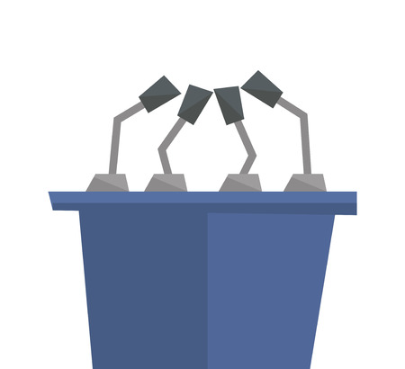 Seminar speech podium with microphones vector flat design illustration isolated on white background.のイラスト素材