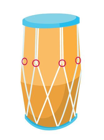 Traditional african drum. Big ethnic drum vector flat design illustration isolated on white background.のイラスト素材