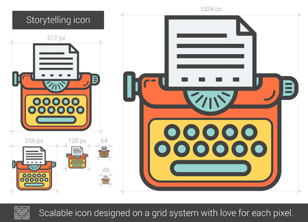 Storytelling vector line icon isolated on white background. Storytelling line icon for infographic, website or app. Scalable icon designed on a grid system.のイラスト素材
