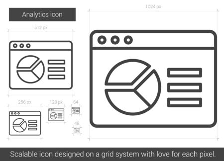Analytics vector line icon isolated on white background. Analytics line icon for infographic, website or app. Scalable icon designed on a grid system.のイラスト素材