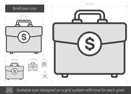 Briefcase vector line icon isolated on white background. Briefcase line icon for infographic, website or app. Scalable icon designed on a grid system.のイラスト素材
