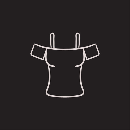 Female shirt vector sketch icon isolated on background. Hand drawn Female shirt icon. Female shirt sketch icon for infographic, website or app.のイラスト素材