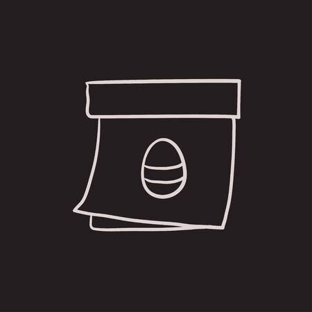 Calendar with Easter egg vector sketch icon isolated on background. Hand drawn Calendar with Easter egg icon. Calendar with Easter egg sketch icon for infographic, website or app.のイラスト素材