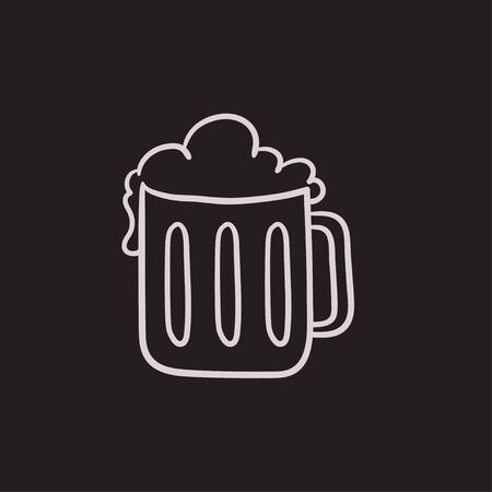 Mug of beer vector sketch icon isolated on background. Hand drawn Mug of beer icon. Mug of beer sketch icon for infographic, website or app.のイラスト素材