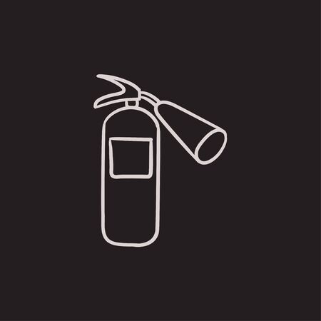 Fire extinguisher vector sketch icon isolated on background. Hand drawn Fire extinguisher icon. Fire extinguisher sketch icon for infographic, website or app.のイラスト素材