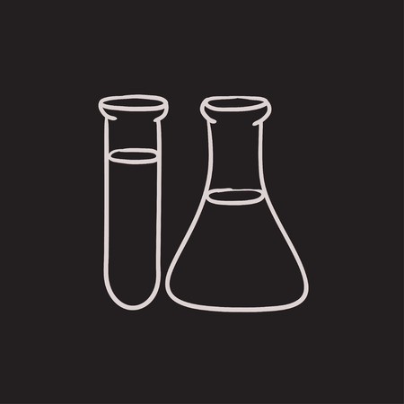 Test tubes vector sketch icon isolated on background. Hand drawn Test tubes icon. Test tubes sketch icon for infographic, website or app.のイラスト素材