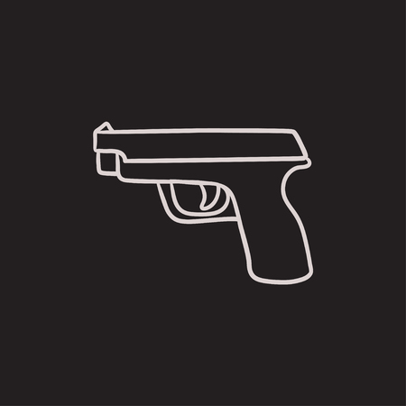 Handgun vector sketch icon isolated on background. Hand drawn Handgun icon. Handgun sketch icon for infographic, website or app.のイラスト素材