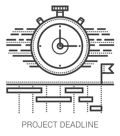 Project deadline infographic metaphor with line icons. Project deadline concept for website and infographics. Vector line art icon isolated on white background.のイラスト素材