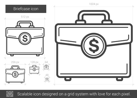 Briefcase vector line icon isolated on white background. Briefcase line icon for infographic, website or app. Scalable icon designed on a grid system.のイラスト素材