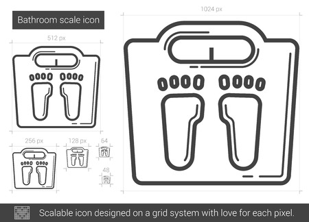 Bathroom scale vector line icon isolated on white background. Bathroom scale line icon for infographic, website or app. Scalable icon designed on a grid system.のイラスト素材