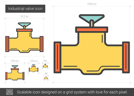 Industrial valve vector line icon isolated on white background. Industrial valve line icon for infographic, website or app. Scalable icon designed on a grid system.のイラスト素材