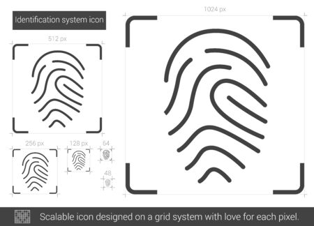 Identification system vector line icon isolated on white background. Identification system line icon for infographic, website or app. Scalable icon designed on a grid system.のイラスト素材