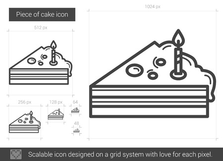 Piece of cake vector line icon isolated on white background. Piece of cake line icon for infographic, website or app. Scalable icon designed on a grid system.のイラスト素材