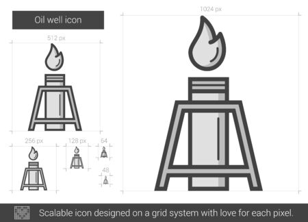 Oil well vector line icon isolated on white background. Oil well line icon for infographic, website or app. Scalable icon designed on a grid system.のイラスト素材