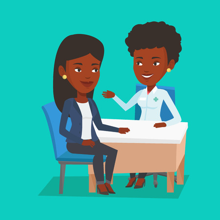 Doctor consulting male patient in office.のイラスト素材