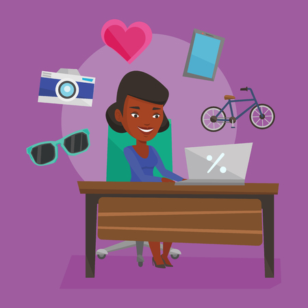 Woman shopping online vector illustration.のイラスト素材