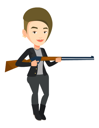 Hunter ready to hunt with hunting rifle.のイラスト素材