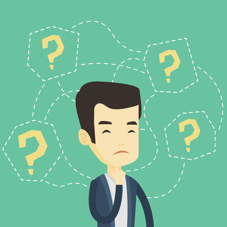 Young business man thinking vector illustration.のイラスト素材