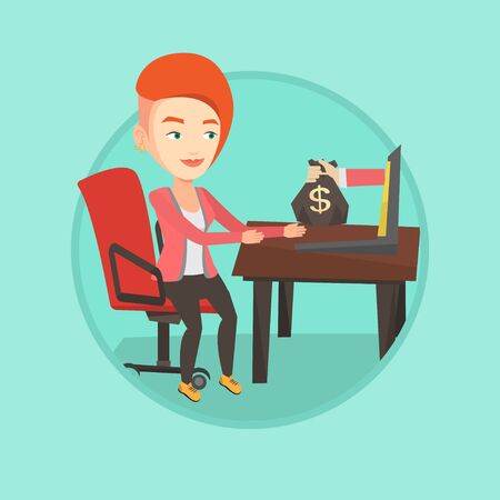 Businesswoman earning money from online business.のイラスト素材