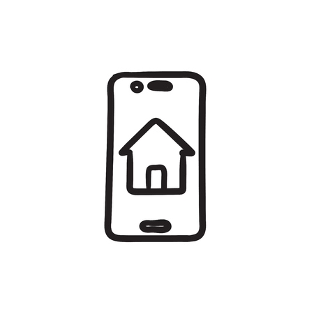 Property search on mobile device sketch icon.のイラスト素材
