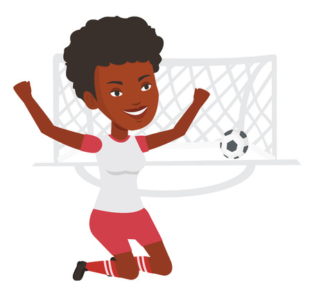 Soccer player celebrating scoring goal.のイラスト素材
