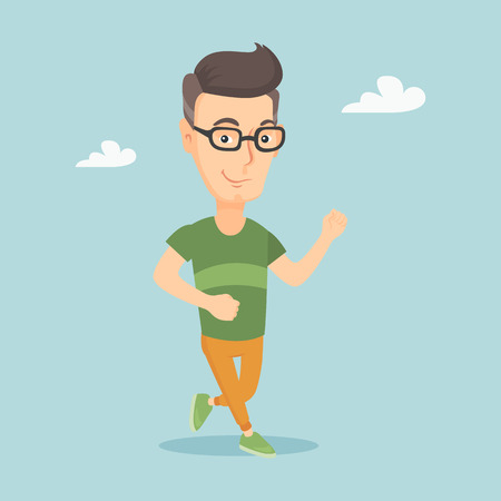Young man running vector illustration.のイラスト素材