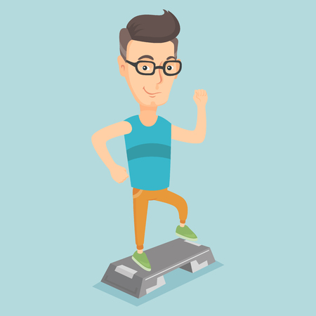 Man exercising on stepper vector illustration.のイラスト素材
