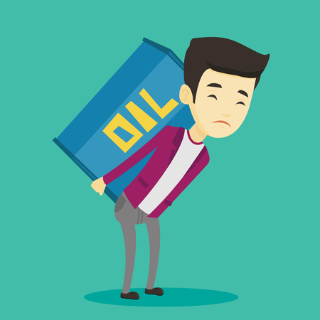 Man carrying oil barrel vector illustration.のイラスト素材