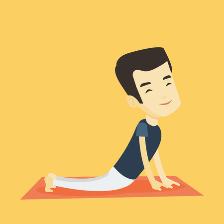 Man practicing yoga upward dog pose.のイラスト素材