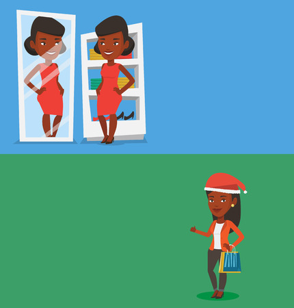 Two shopping banners with space for text.のイラスト素材