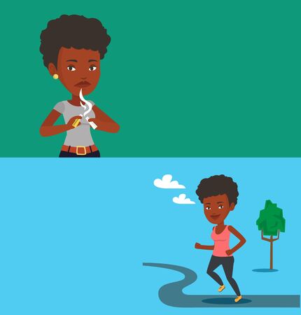 Two lifestyle banners with space for text.のイラスト素材