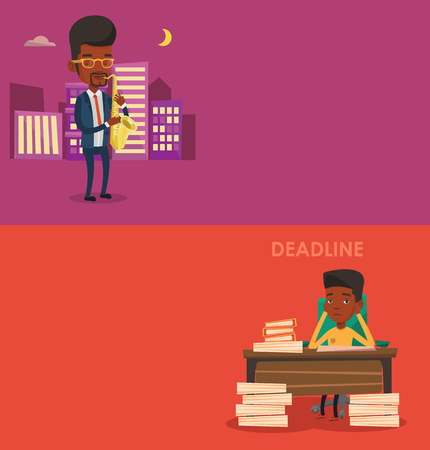 Two media banners with space for text.のイラスト素材