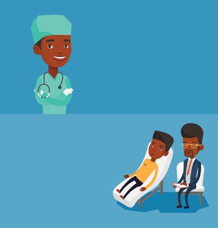 Two medical banners with space for text.のイラスト素材