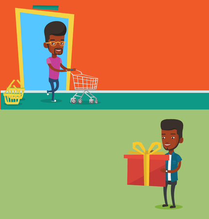 Two shopping banners with space for text.のイラスト素材