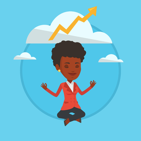 Peaceful business woman doing yoga.のイラスト素材