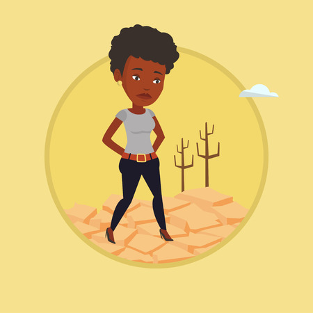 Sad woman in the desert vector illustration.のイラスト素材