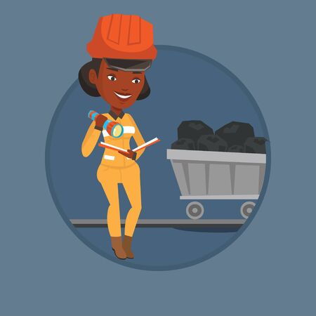 Miner checking documents vector illustration.のイラスト素材