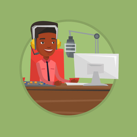 Dj working on the radio vector illustrationのイラスト素材