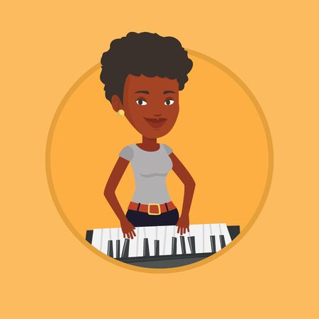 Woman playing piano vector illustration.のイラスト素材