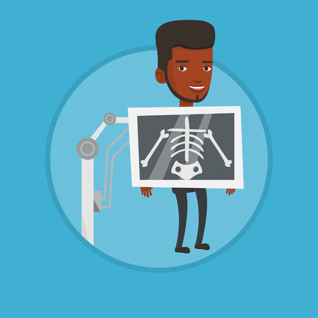 Patient during x ray procedure vector illustrationのイラスト素材