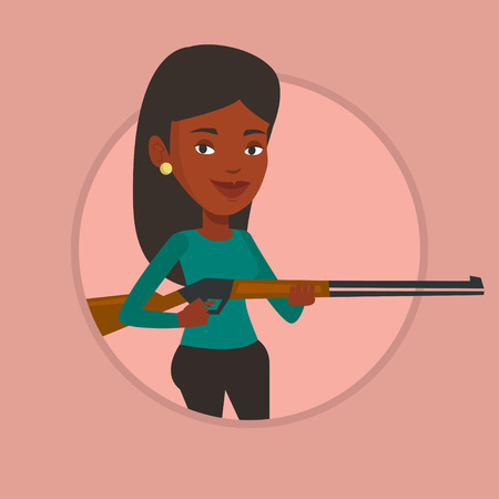 Hunter ready to hunt with hunting rifle.のイラスト素材