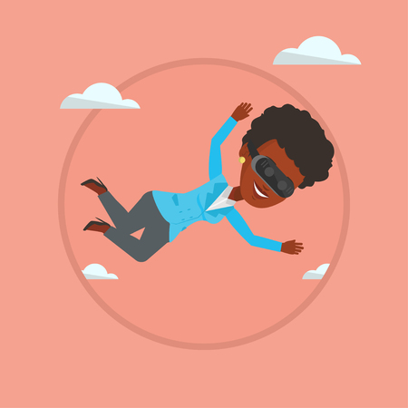 Woman in vr headset flying in the sky.のイラスト素材