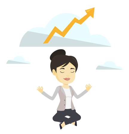 Peaceful business woman doing yoga.のイラスト素材