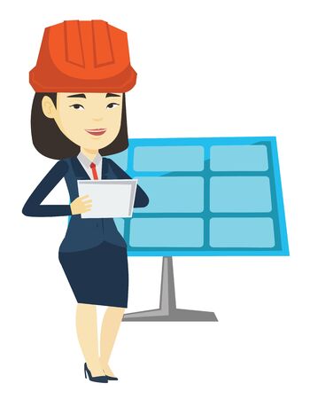 Asian worker of solar power plant.のイラスト素材