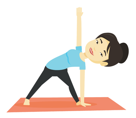 Woman practicing yoga triangle pose.のイラスト素材