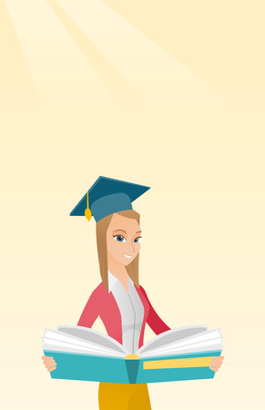 Graduate with book in hands vector illustration.のイラスト素材